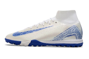 Chuteira Society Nike Air Zoom Mercurial Superfly 10 Elite TF - Branca e Azul