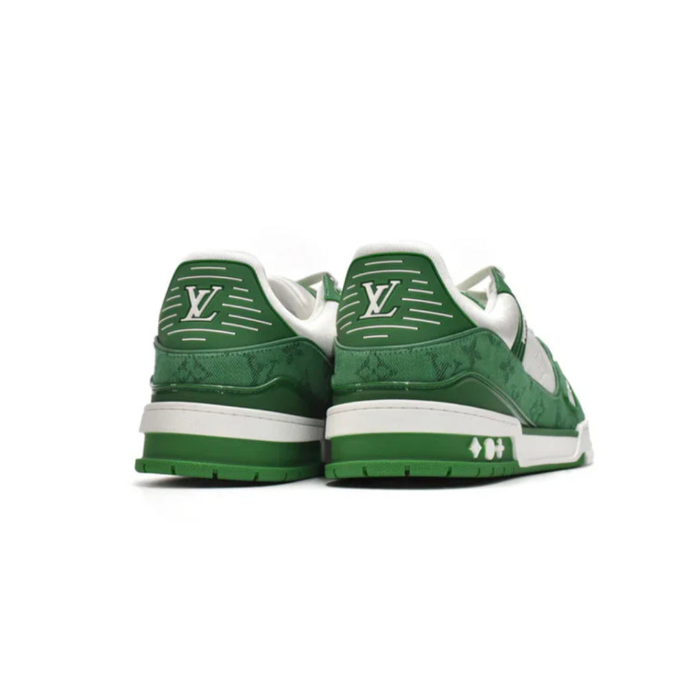 Louis Vuitton Trainer Green Monogram Denim White
